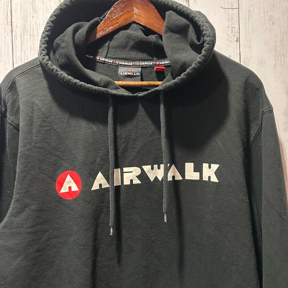 Airwalk Black Hoodie with Red and White Logo On Front and Hood Men’s XL